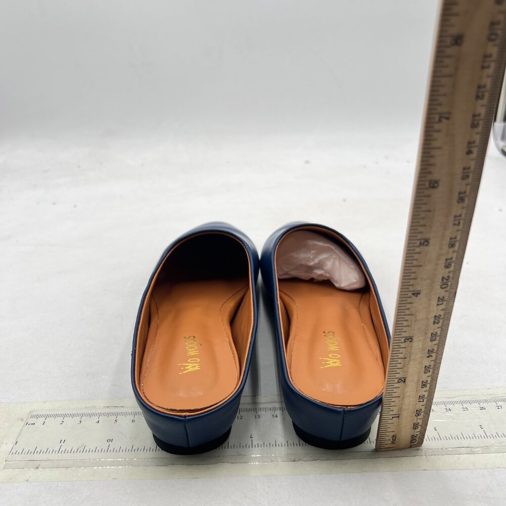 Classic Navy Leather Slip-On Mule - Women - Picture 5 of 8
